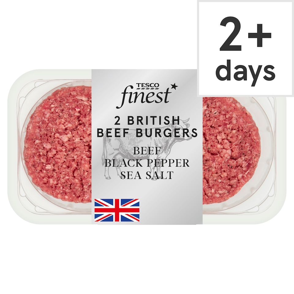 Tesco Finest Just 3 Ingredients British Beef Burgers 340g
