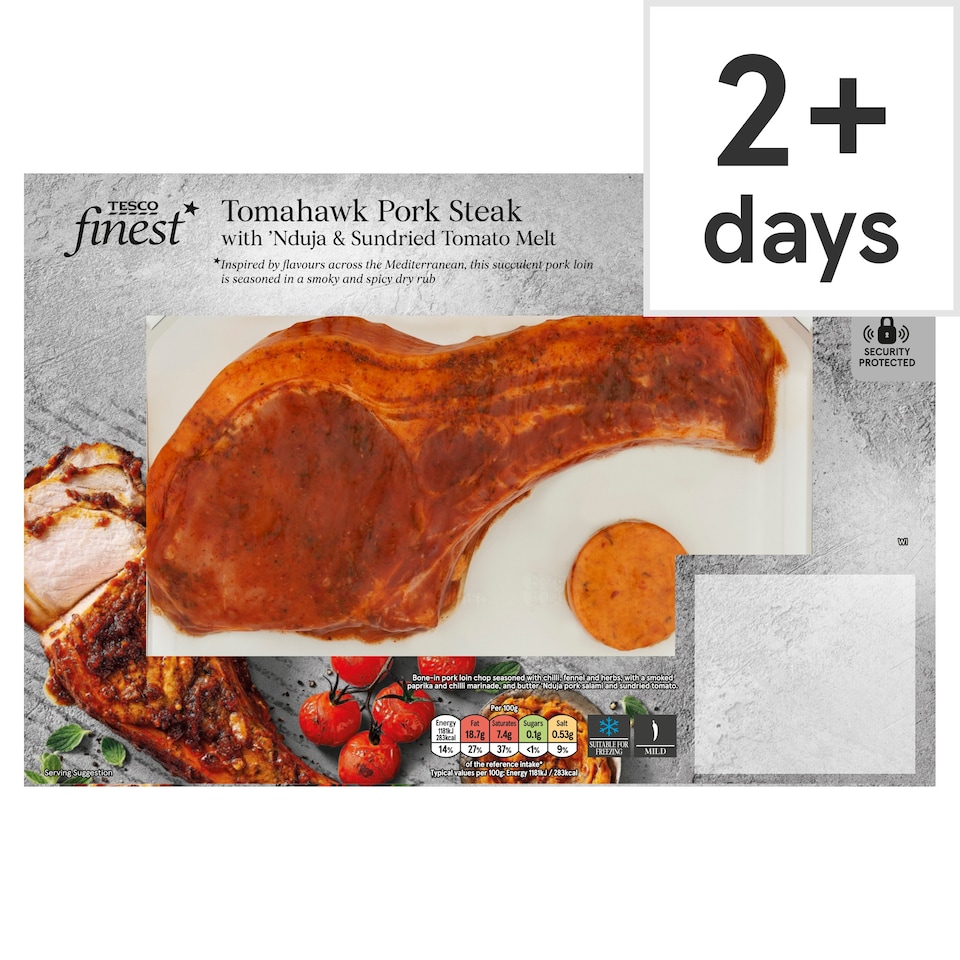 Tesco Finest Tomahawk Pork Steak with 'Nduja and Sundried Tomato Melt