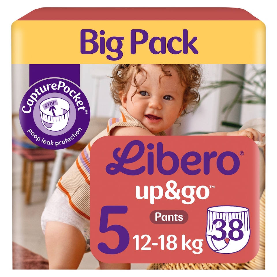 Libero Up&Go egyszerhasználatos bugyipelenka, méret: 5, 12-18 kg, 38 db 1. kép