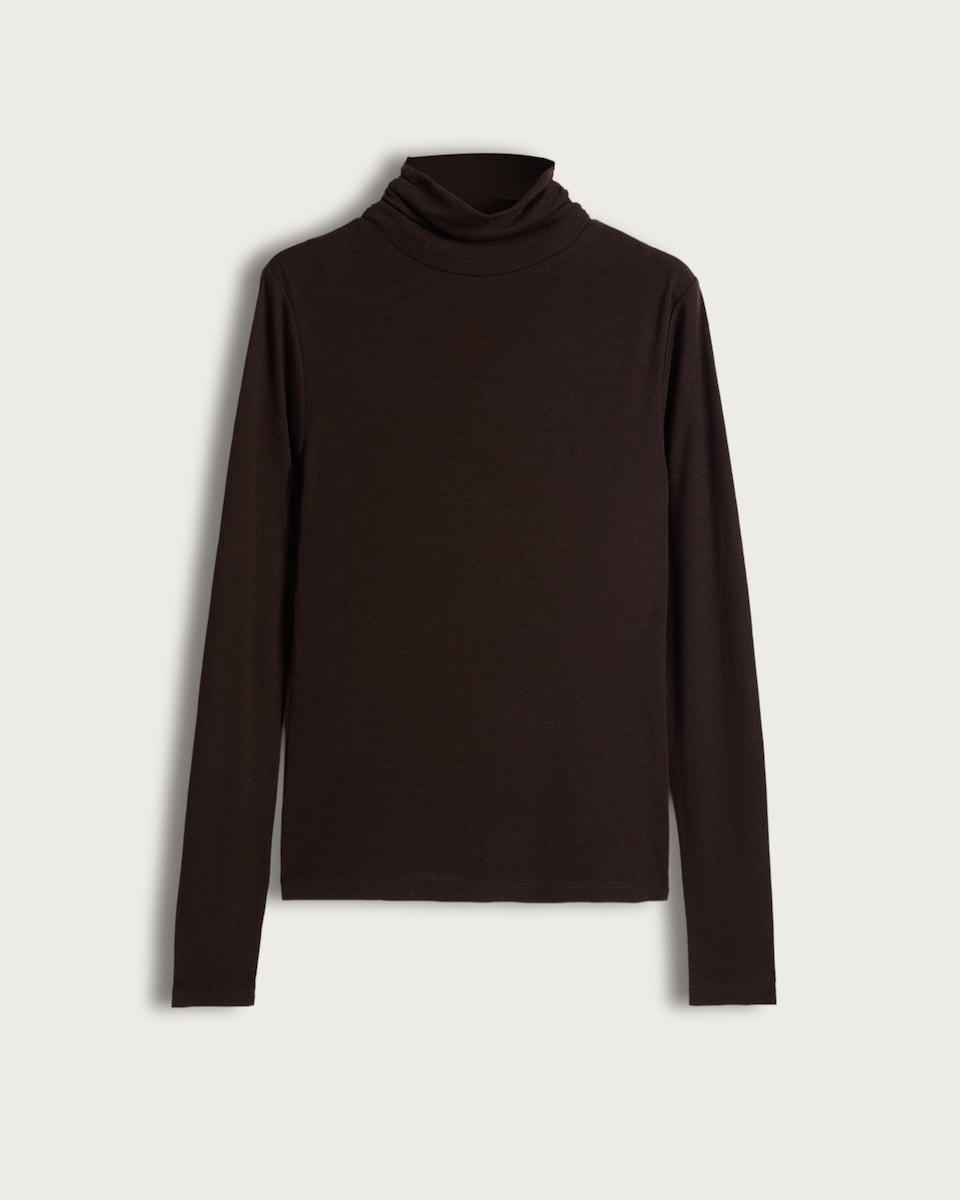 F&F Roll Neck Long Sleeved Top with Wool in Brown