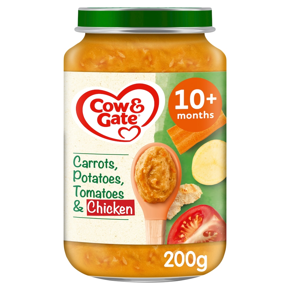 image 1 of Cow & Gate Carrot Chicken Tomato & Potato Baby Food Meal Jar 10+ Months 200g