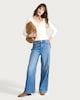 image 2 of F&F Polyamide V Neck Long Sleeved Top in Cream
