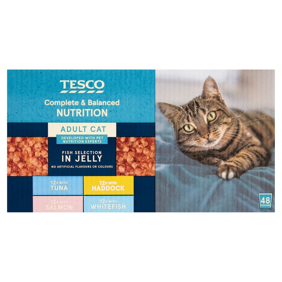 Tesco Adult Cat Fish Selection in Jelly 48x100g
