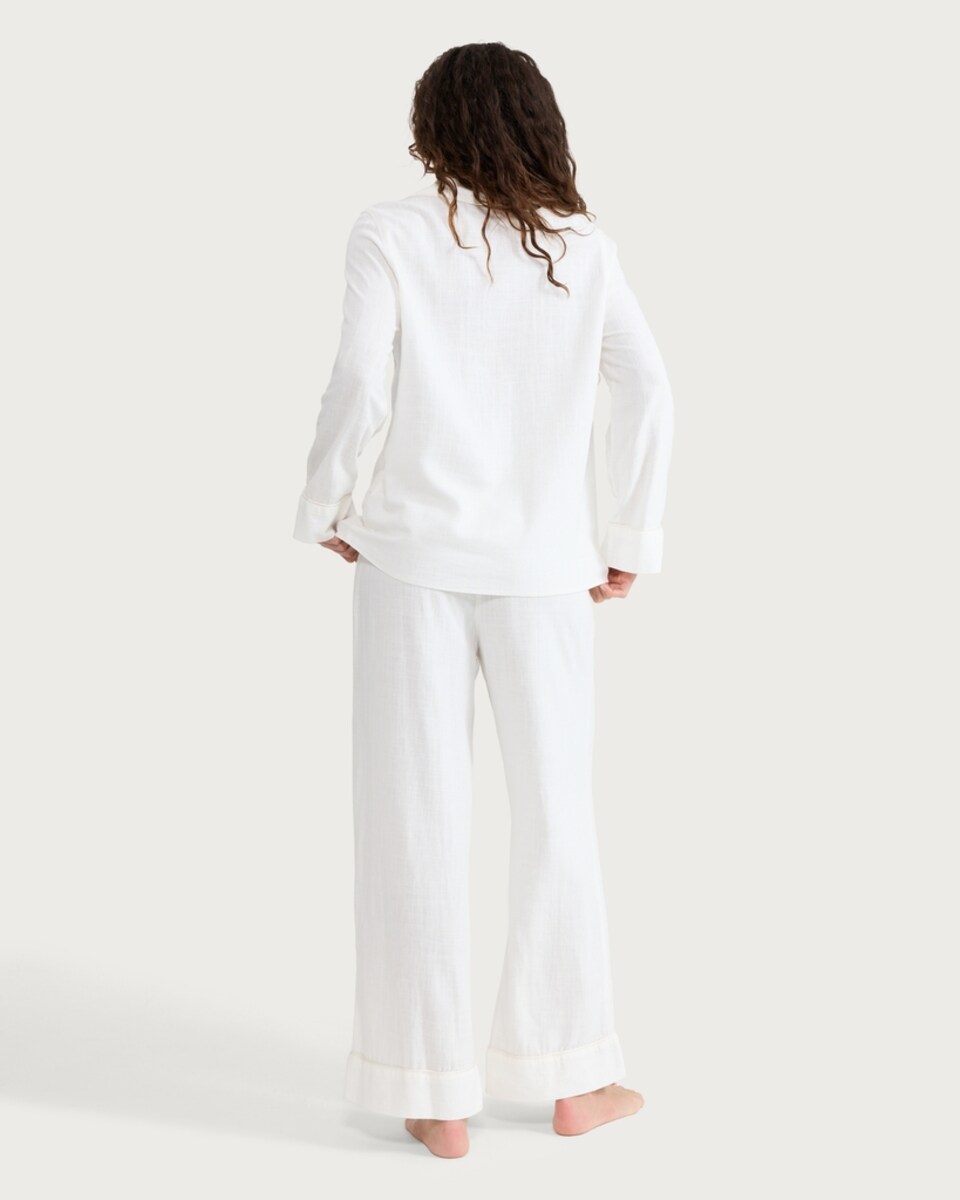 image 1 of The F&F Edit 2-Piece Revere Pyjama Set with Linen in White