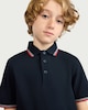 image 3 of F&F Boys Pure Cotton Tipped Polo Shirt in Navy