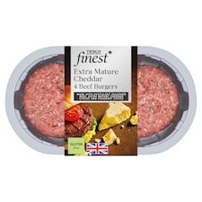 Tesco Finest Extra Mature Cheddar Beef Burgers 454g