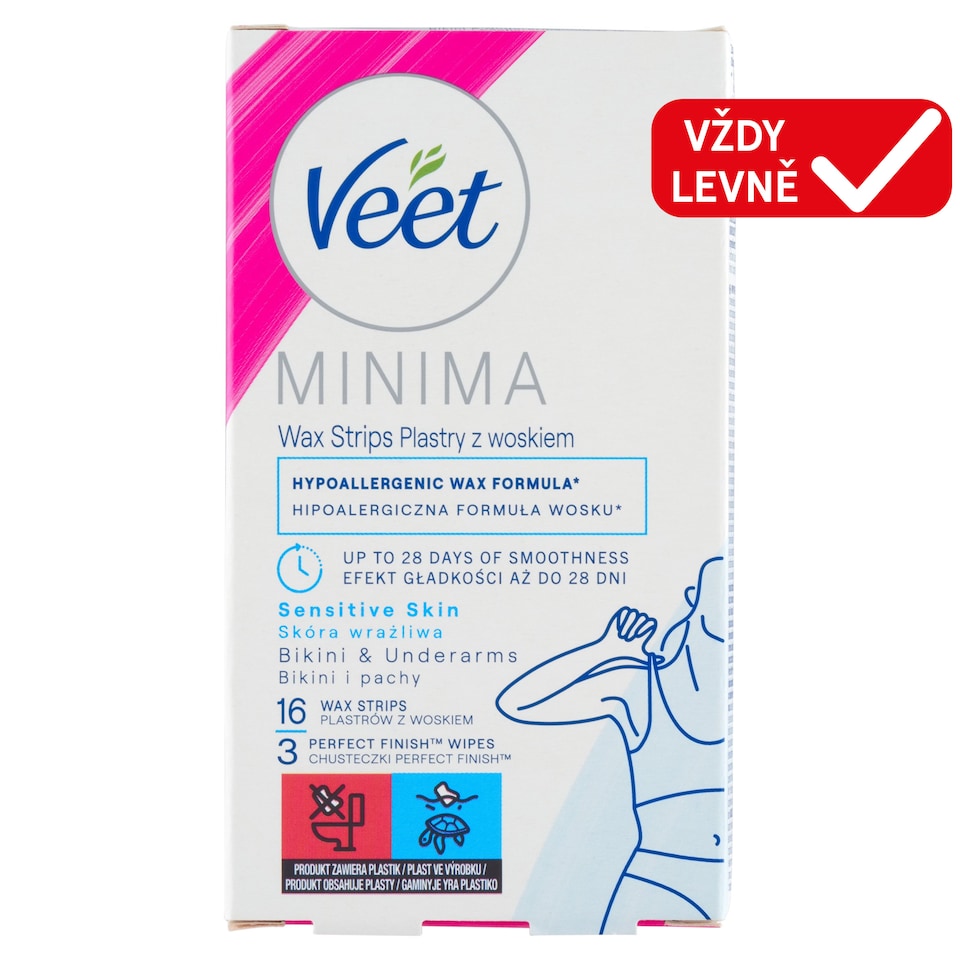 Veet Minima Wax Strips for Bikini and Underarms for Sensitive Skin 16 pcs