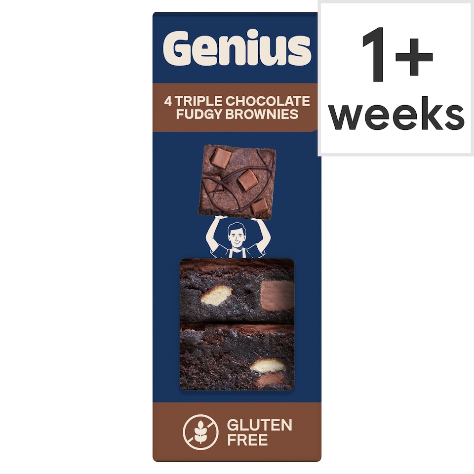 Genius Gluten Free 4 Triple Chocolate Fudgy Brownies