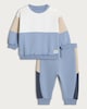image 1 of F&F Baby 2-Piece Cotton Rich Colour Block Sweatshirt and Joggers Set in Grey