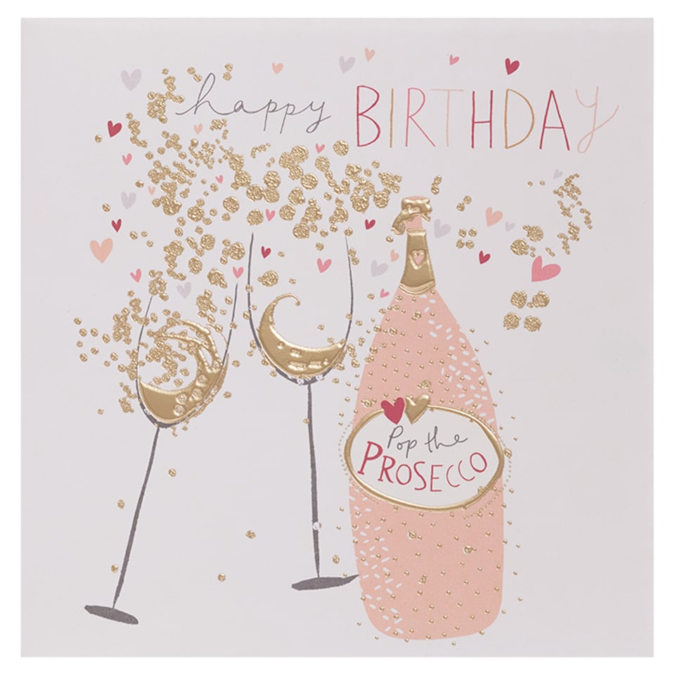 Woodmansterne Birthday Card Happy Birthday Pop The Prosecco