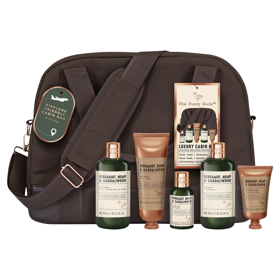 image 1 of Baylis & Harding The Fuzzy Duck Bergamot, Hemp & Sandalwood Men's Travel Essentials Cabin Bag Gift Set