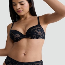 F&F Floral Lace Panel Brazilian Knickers in Black