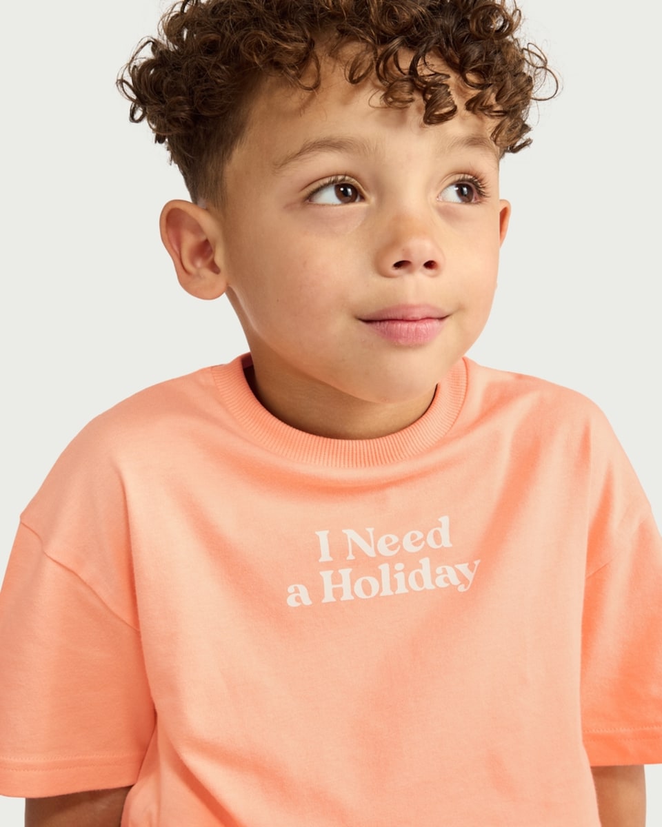 image 1 of F&F Boys Pure Cotton I Need a Holiday T-Shirt in Orange