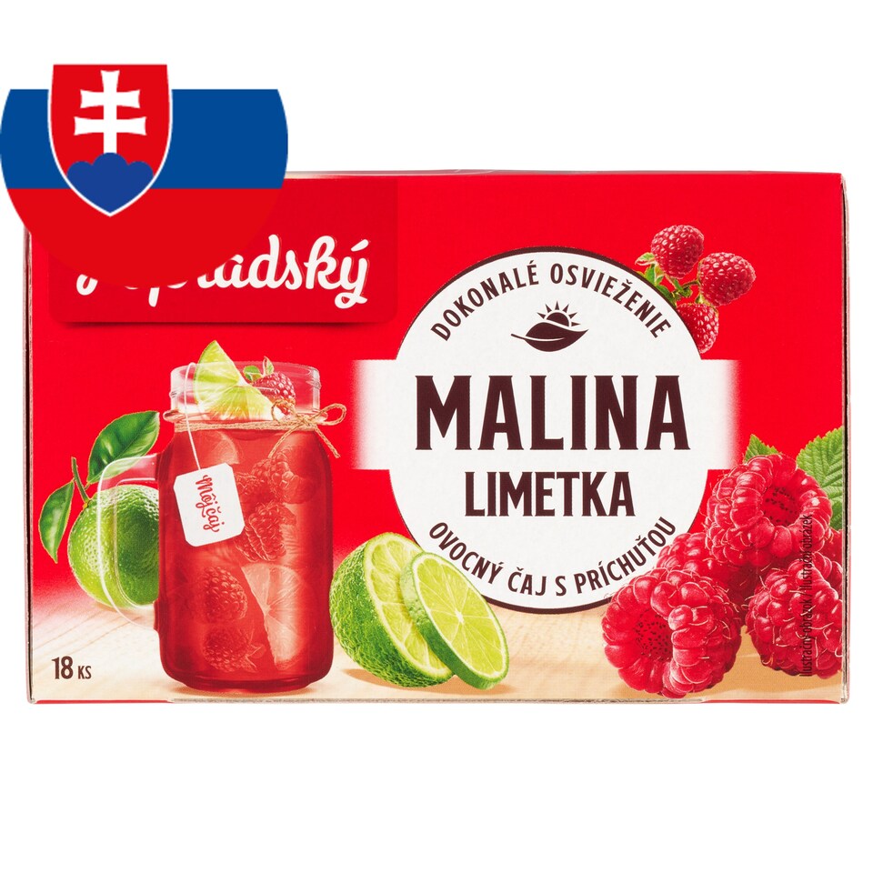 obrázok 1 z Popradský Malina a limetka ovocný čaj s príchuťou 18 x 2 g (36 g)