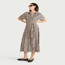 F&F Leopard Print Collared Midi Dress in Multi Brown