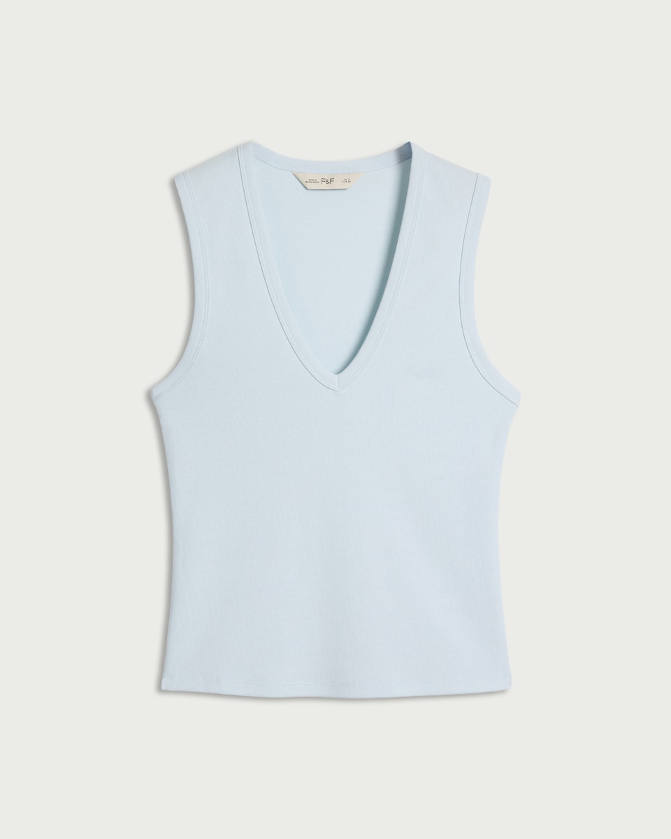 image 1 of F&F V-Neck Vest in Blue