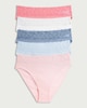 image 1 of F&F 5-Pack Cotton Rich Lace Trim High Leg Knickers in Multi