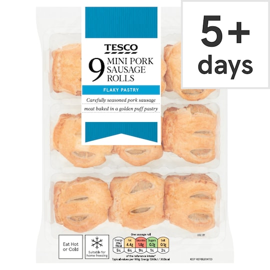 Tesco 9 Mini Sausage Rolls 270G Tesco Groceries
