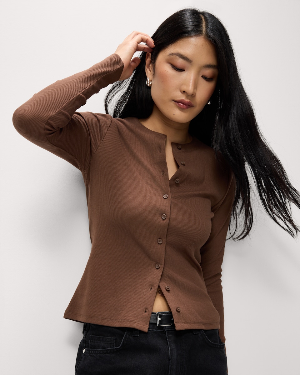 image 1 of F&F 2-Pack Cotton Rich Ribbed Button Up Tops in Multi Grey