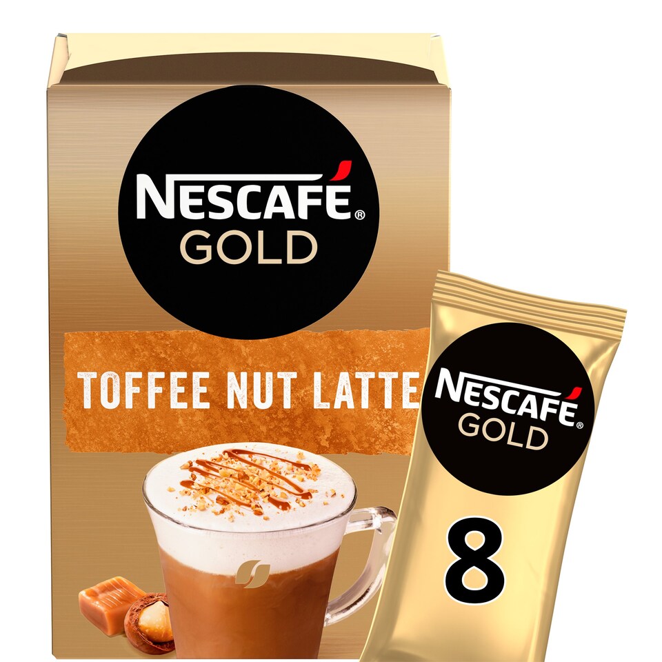 Nescafe Gold Toffee Nut Latte Coffee Sachets 8X18.6G Tesco Groceries
