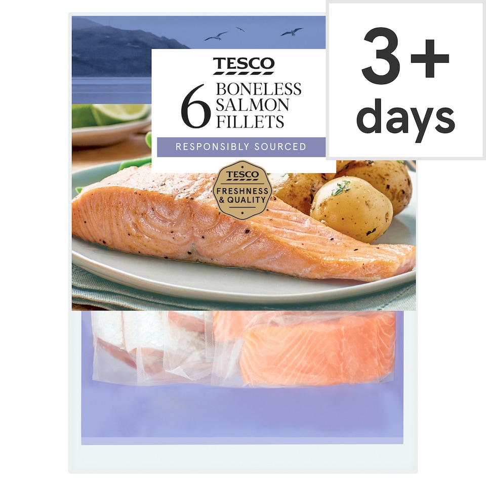 Tesco 6 Boneless Salmon Fillets 780G
