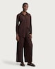 image 1 of F&F Textured Pleated Wide Leg Trousers in Chocolate