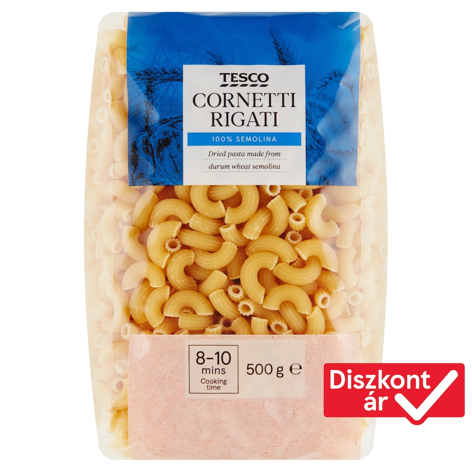 Tesco Cornetti Rigati durum száraztészta 500 g