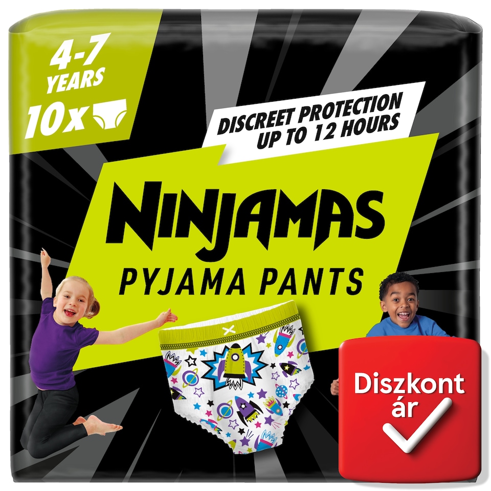 Ninjamas Pyjama Pants Űrhajós, 10 db Pyjama Bugyipelenka, 7 Éves Kor, 17kg-30kg  1. kép