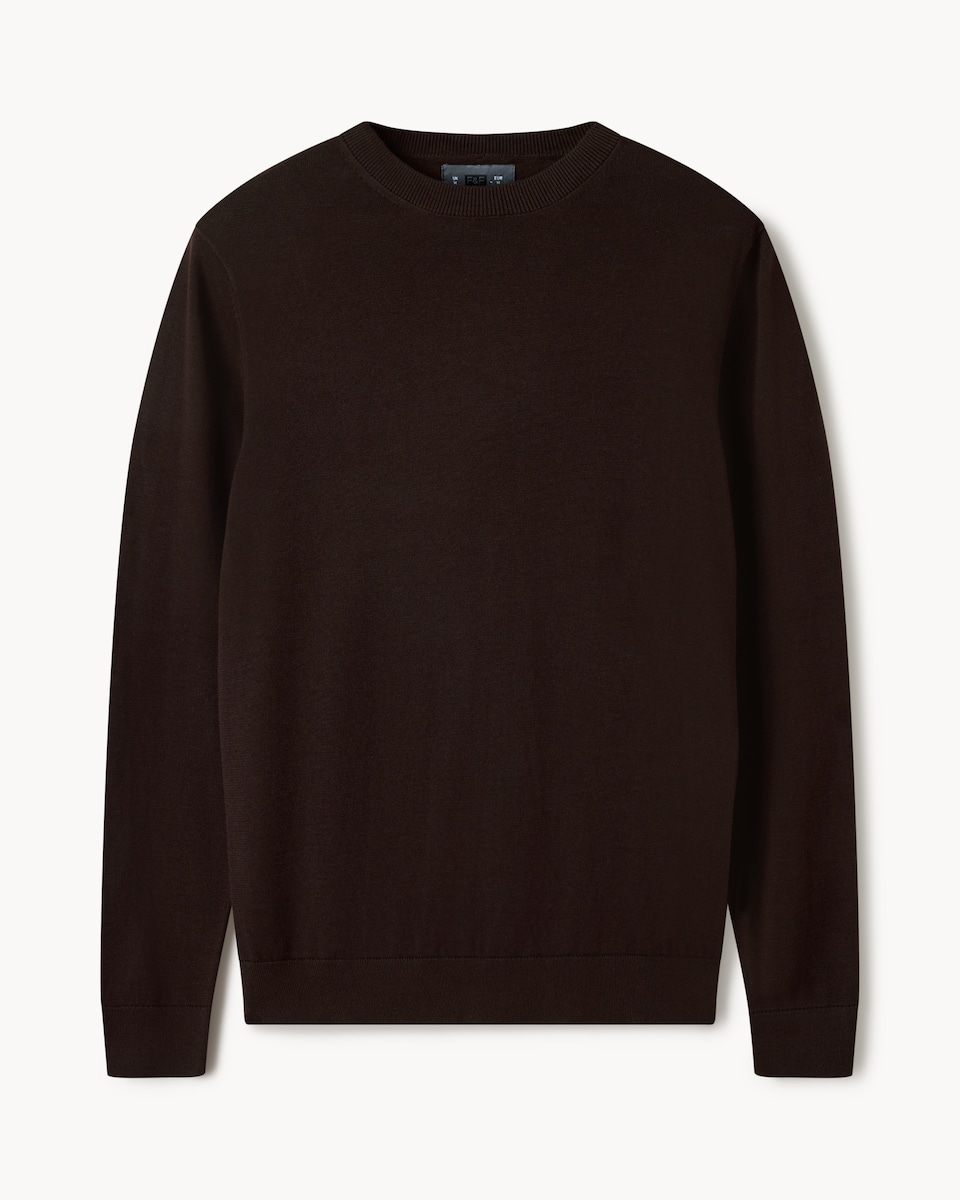 image 1 of F&F Pure Cotton Crew Neck Jumper in Brown