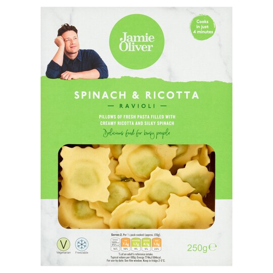 Jamie Oliver Spinach & Ricotta Ravioli Pasta 250G Tesco Groceries