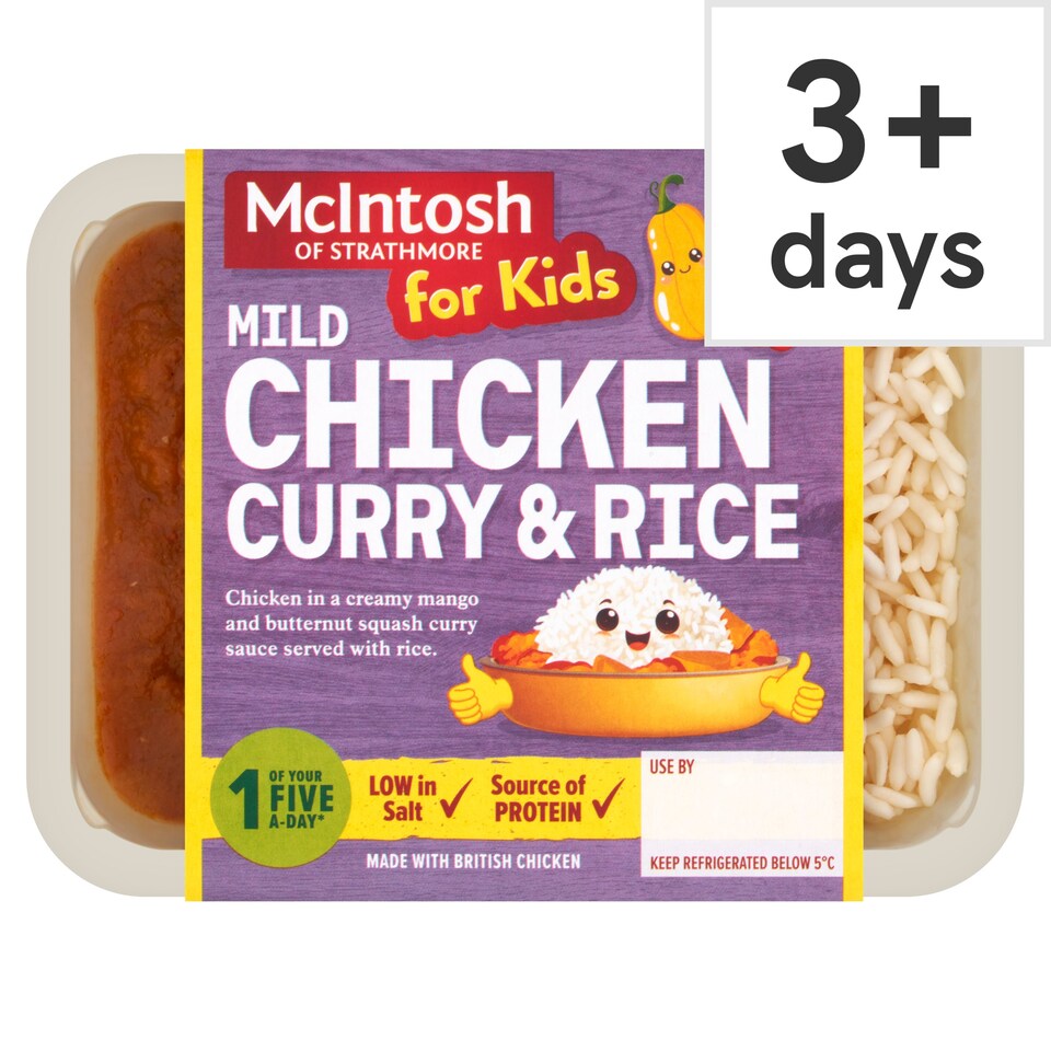 McIntosh of Strathmore For Kids Mild Chicken Curry & Rice 235g