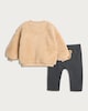 image 2 of F&F Baby 2-Piece Fleece Little Bear Sweatshirt and Leggings Set in Tan