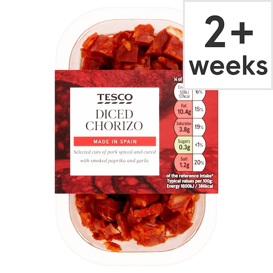 Tesco Spanish Diced Chorizo 130G Tesco Groceries