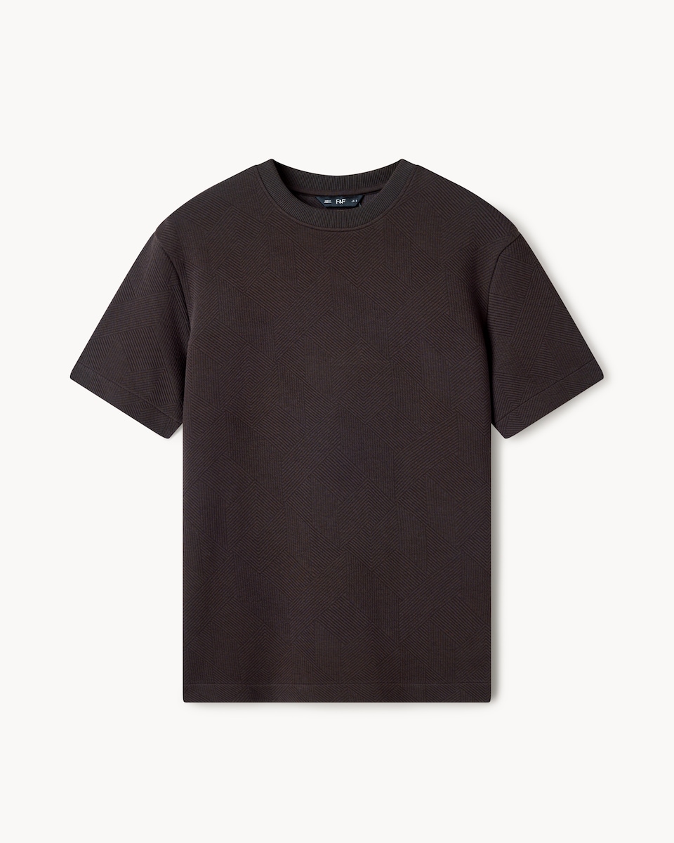 image 1 of F&F Textured Relaxed Fit T-Shirt in Brown