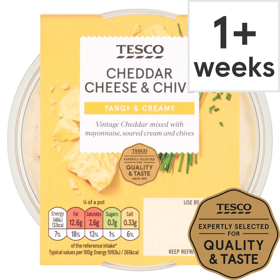 Tesco Cheddar Cheese & Chive Dip 200G Tesco Groceries