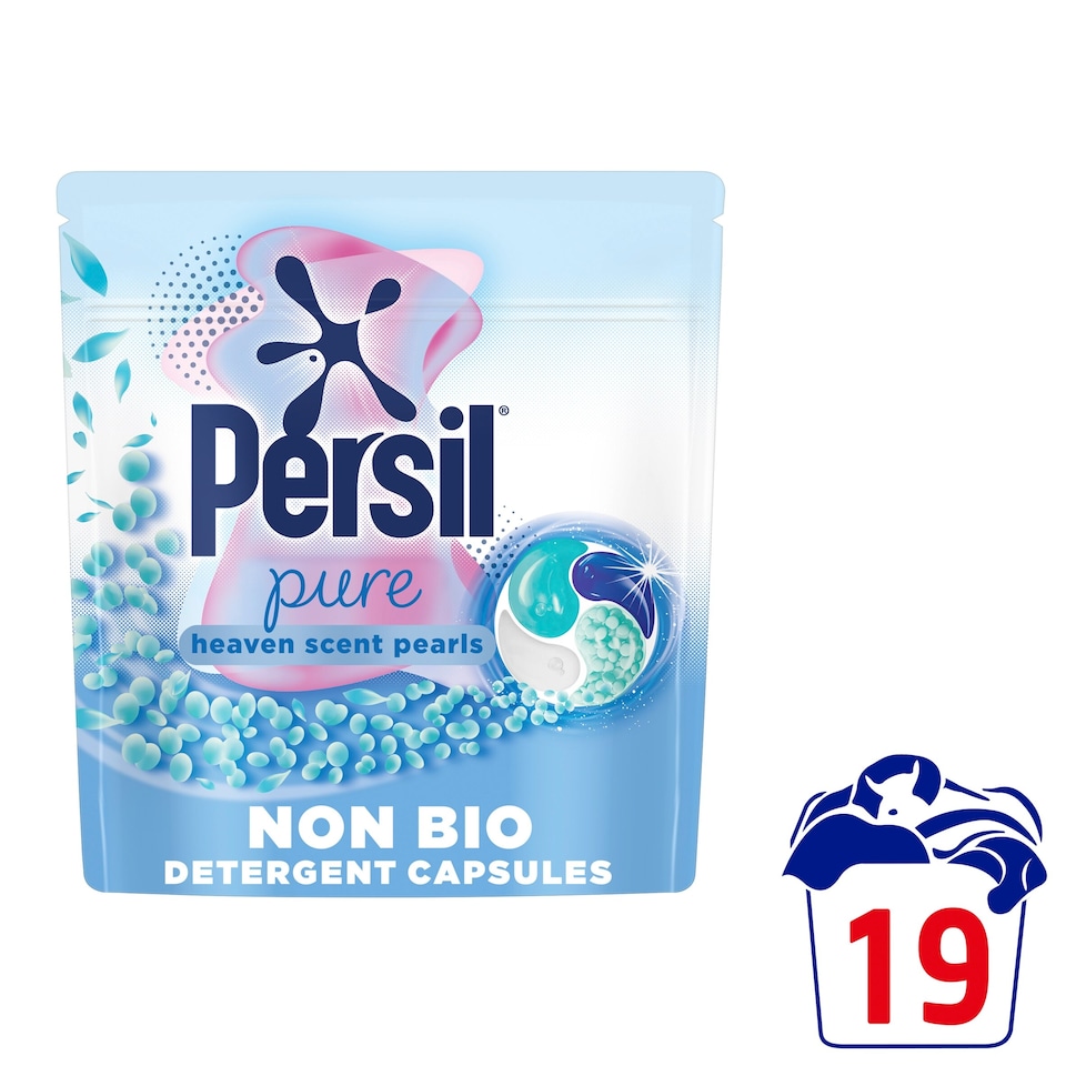 image 1 of Persil Pure Heaven Scent Pearls Non Bio Laundry Washing Detergent Capsules Pods 19 Washes 340g