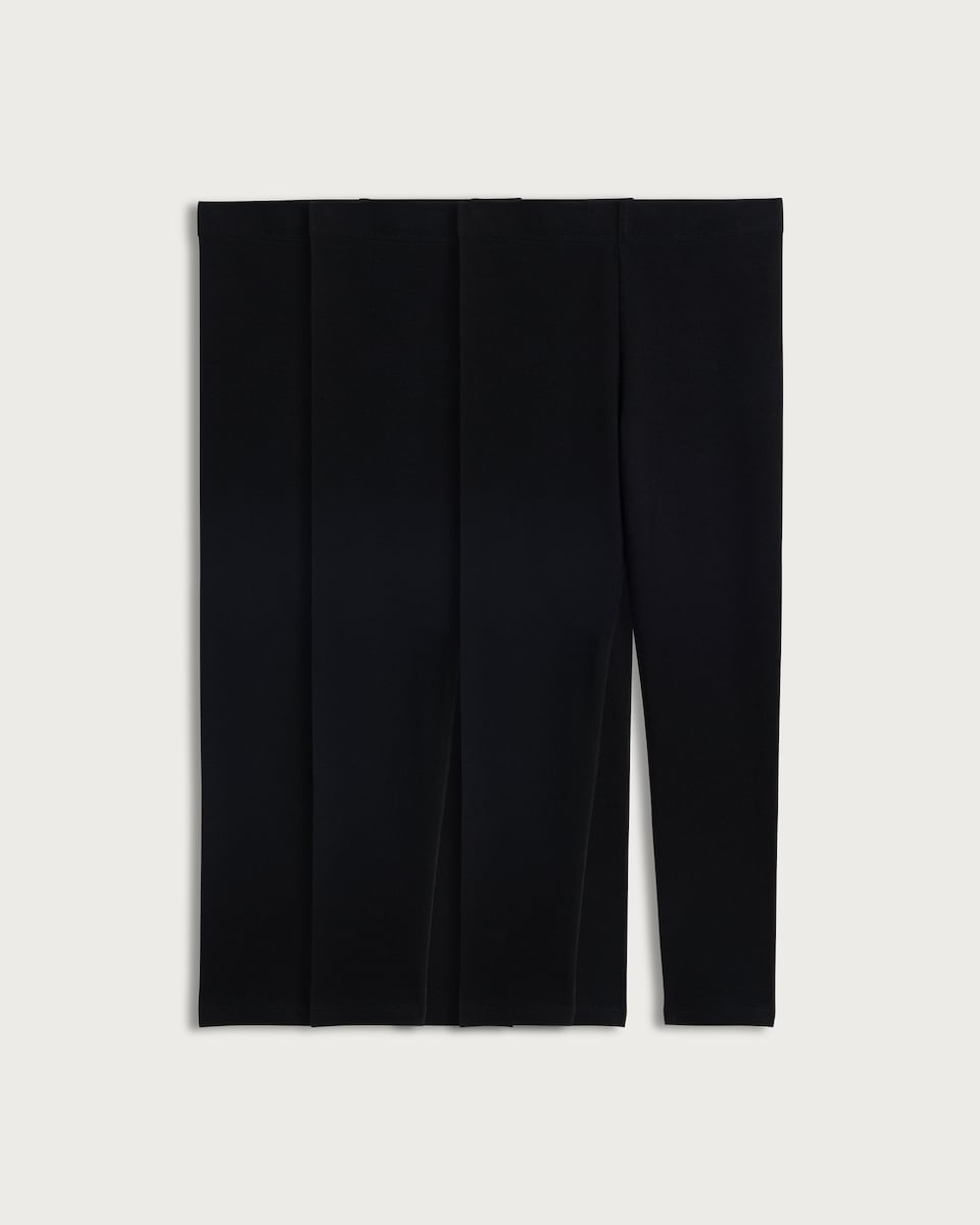 image 1 of F&F Girls 3-Pack Cotton Rich Leggings in Black