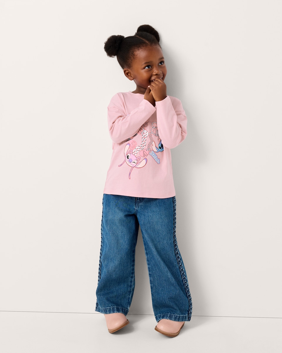 image 1 of Disney Stitch Pure Cotton Top in Pink