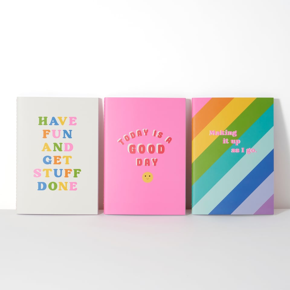 image 1 of Paperchase Rainbow Set of 3 A5 Notebooks