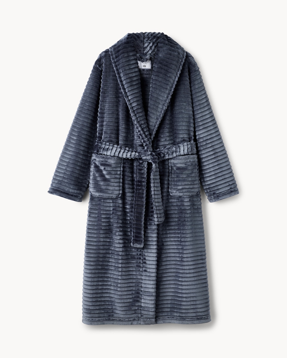 image 1 of F&F Fleece Textured Dressing Gown in Blue