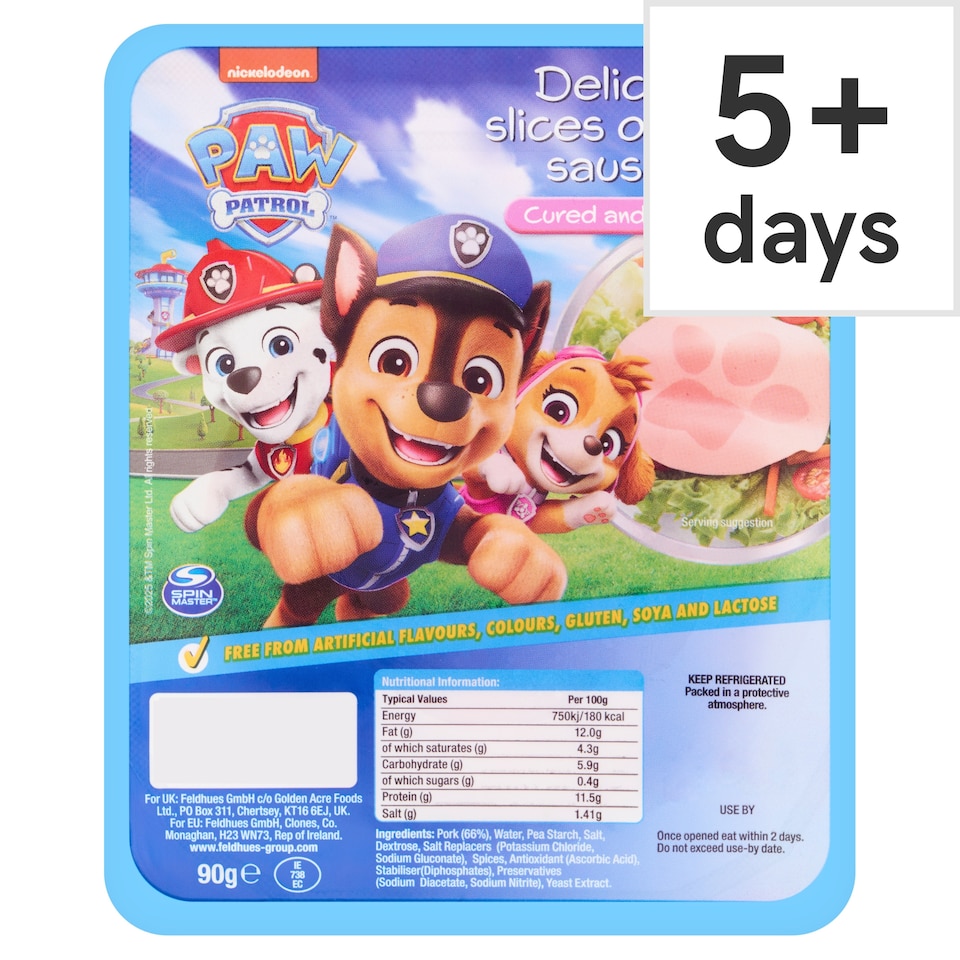 Paw Patrol Slices Of Pork Sausage 90G