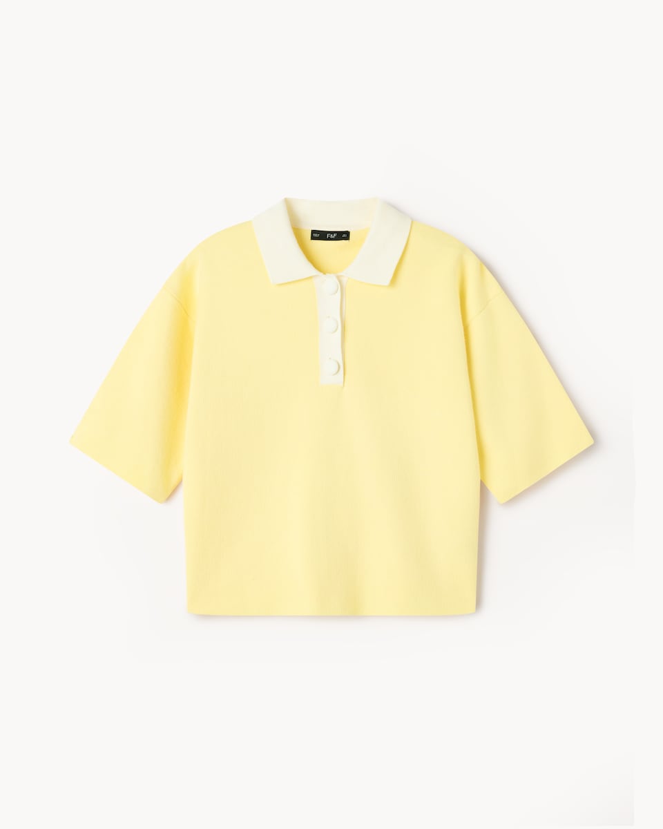 F&F Knitted Rugby Shirt in Yellow