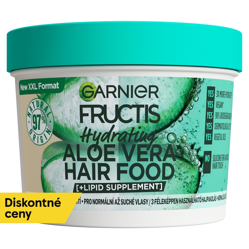 Garnier Fructis Hair Food Hydratačná Aloe Vera maska na normálne až suché vlasy, 400 ml