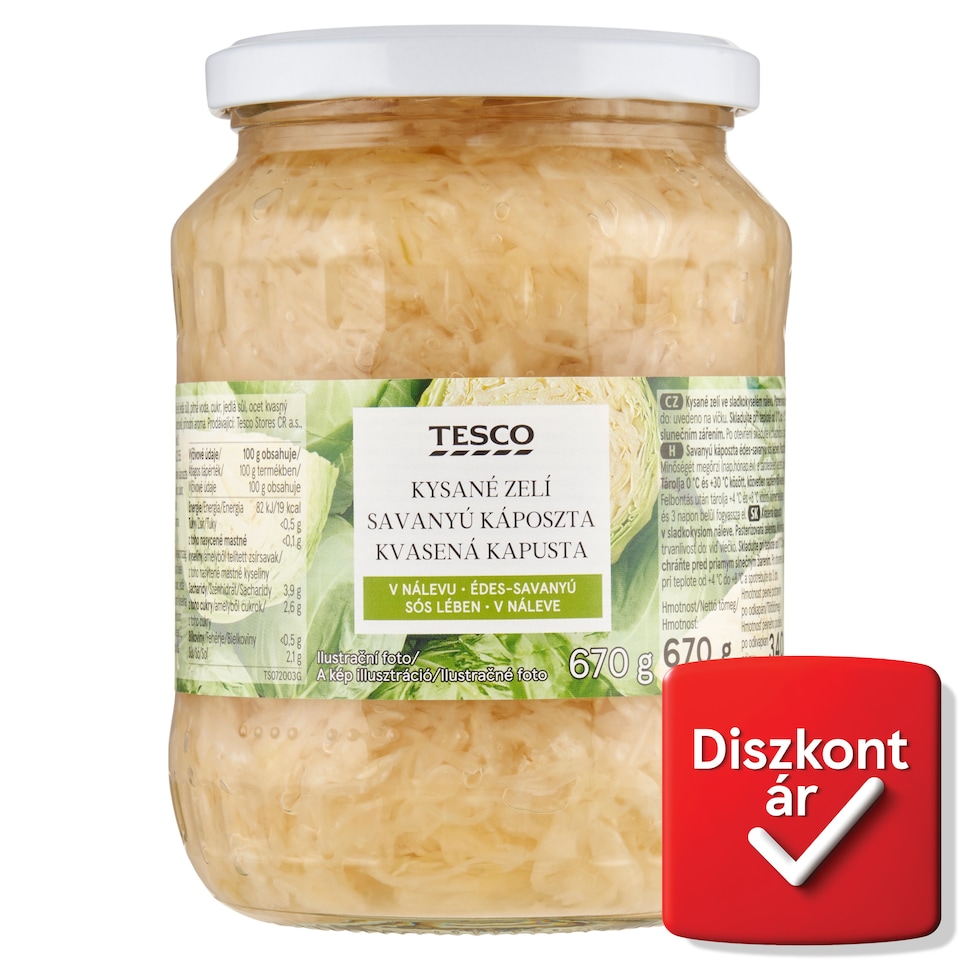 Tesco savanyú káposzta édes-savanyú sós lében 670 g