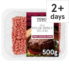 Tesco Organic Beef Steak Mince 15% Fat 500G