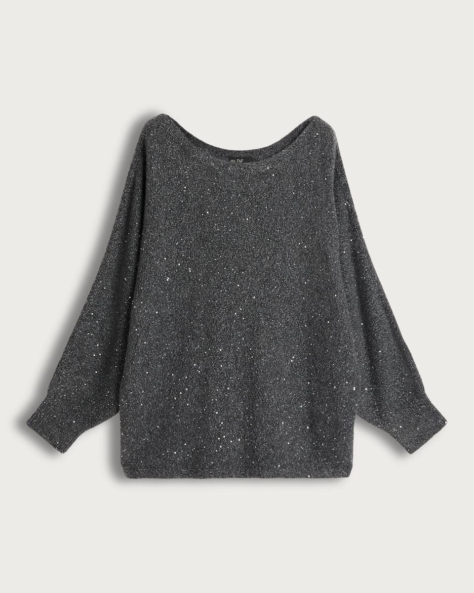 F&F Batwing Sleeved Lurex Jumper in Grey