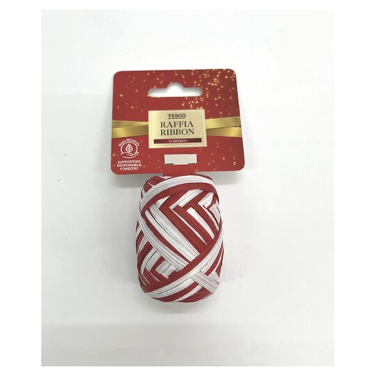 Tesco Red & White Raffia Ribbon Tesco Groceries