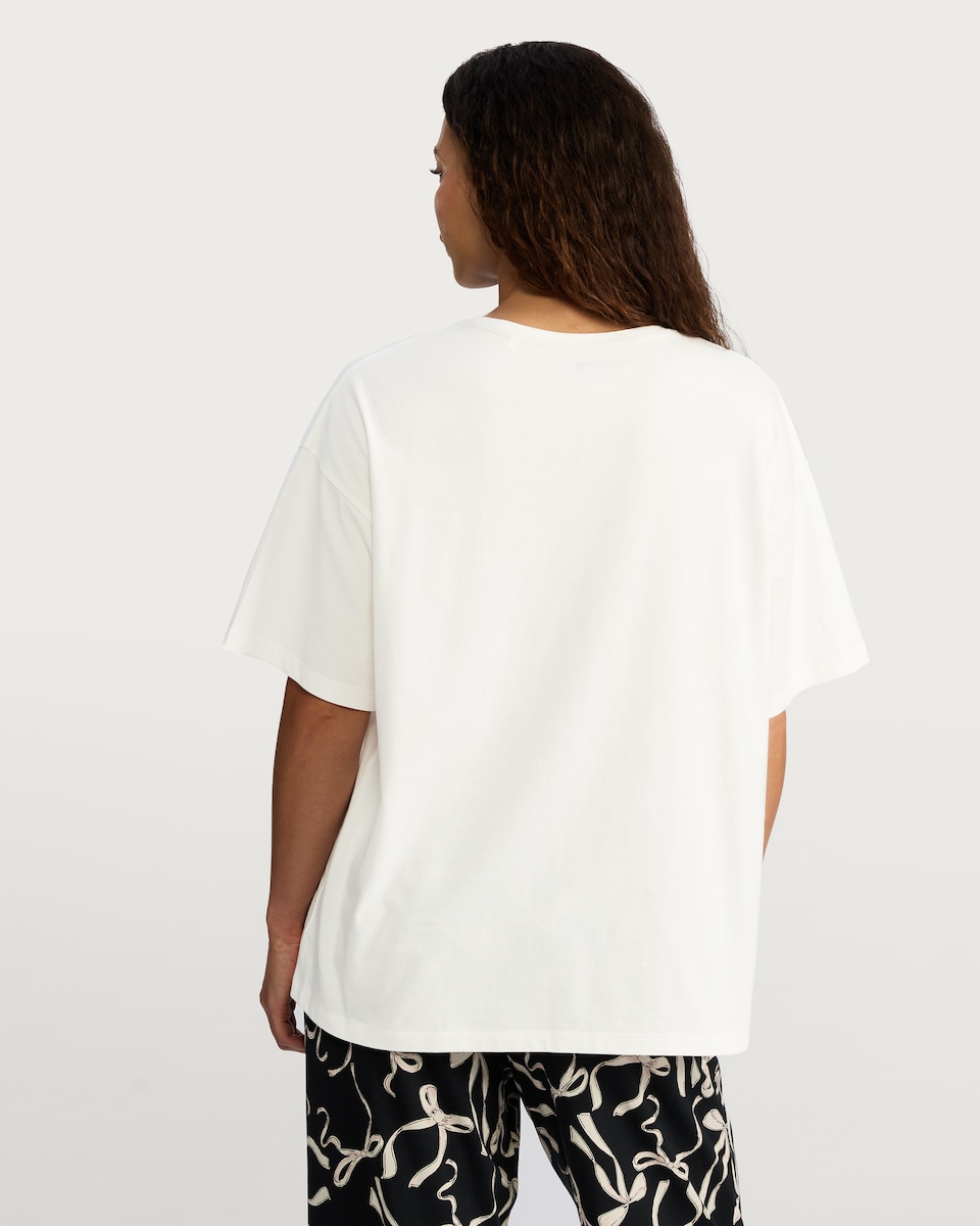 image 1 of F&F Pure Cotton Living a Day Dream Pyjama T-Shirt in White