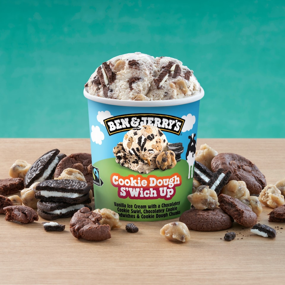 image 1 of Ben & Jerry's Cookie Dough S'wich Up Vanilla Ice Cream Tub 465ml