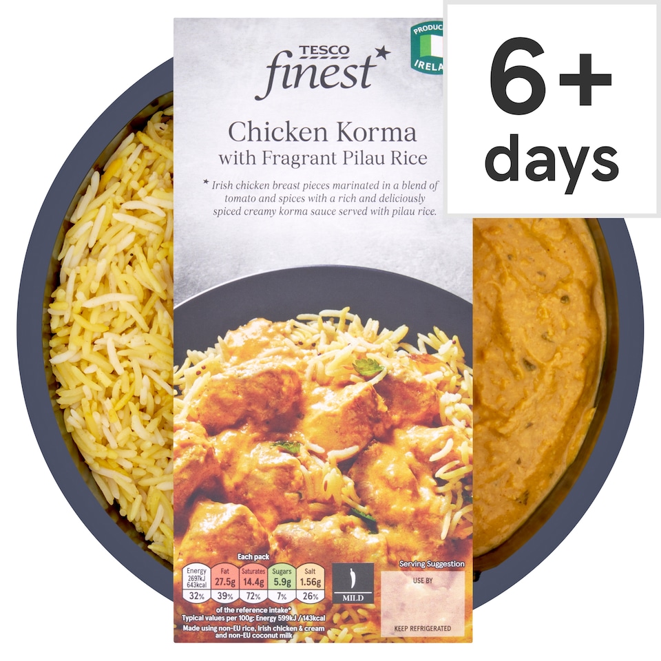 Tesco Finest Chicken Korma And Pilau Rice 450G